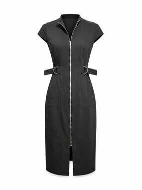 New York & Company Zip-Front Buckle Sheath Dress, 2 NWOT